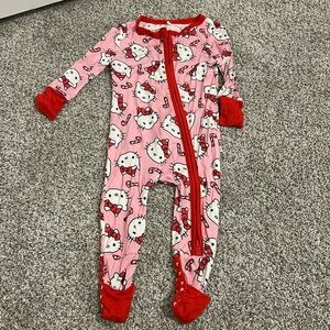 Posh peanut hello kitty Christmas candy cane footie pajama size 3-6 months